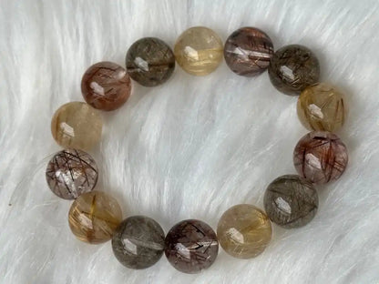 Brazil Mix Season Old Rutile Quartz Bracelet A Grade 100% Natural Crystal Gemstone - JING WEN CRYSTAL