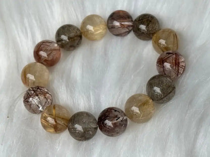 Brazil Mix Season Old Rutile Quartz Bracelet A Grade 100% Natural Crystal Gemstone - JING WEN CRYSTAL