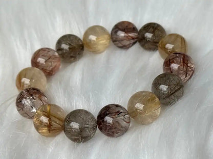 Brazil Mix Season Old Rutile Quartz Bracelet A Grade 100% Natural Crystal Gemstone - JING WEN CRYSTAL