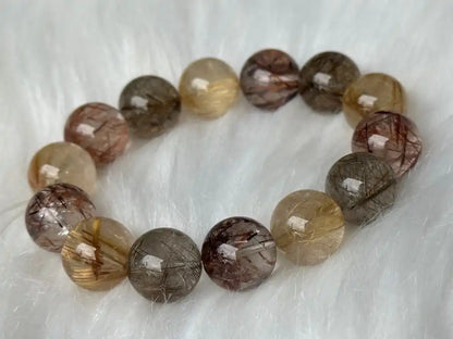 Brazil Mix Season Old Rutile Quartz Bracelet A Grade 100% Natural Crystal Gemstone - JING WEN CRYSTAL