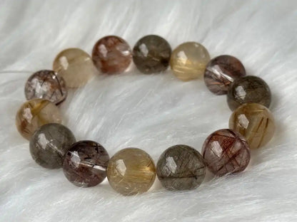 Brazil Mix Season Old Rutile Quartz Bracelet A Grade 100% Natural Crystal Gemstone - JING WEN CRYSTAL