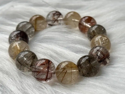 Brazil Mix Season Old Rutile Quartz Bracelet A Grade 100% Natural Crystal Gemstone - JING WEN CRYSTAL