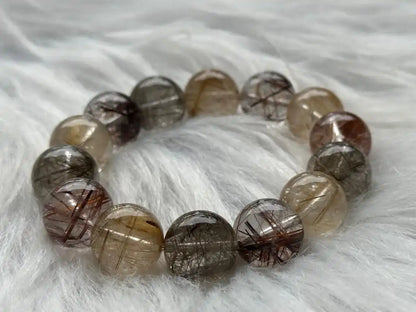 Brazil Mix Season Old Rutile Quartz Bracelet A Grade 100% Natural Crystal Gemstone - JING WEN CRYSTAL