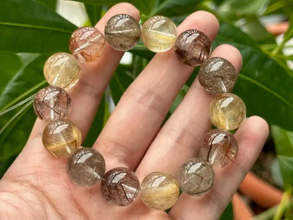 Brazil Mix Season Old Rutile Quartz Bracelet A Grade 100% Natural Crystal Gemstone - JING WEN CRYSTAL