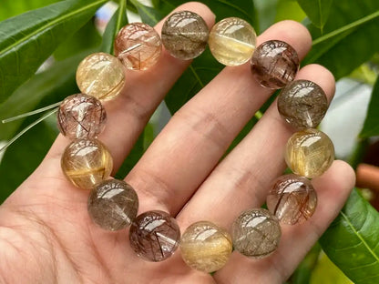 Brazil Mix Season Old Rutile Quartz Bracelet A Grade 100% Natural Crystal Gemstone - JING WEN CRYSTAL