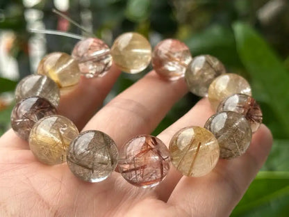 Brazil Mix Season Old Rutile Quartz Bracelet A Grade 100% Natural Crystal Gemstone - JING WEN CRYSTAL