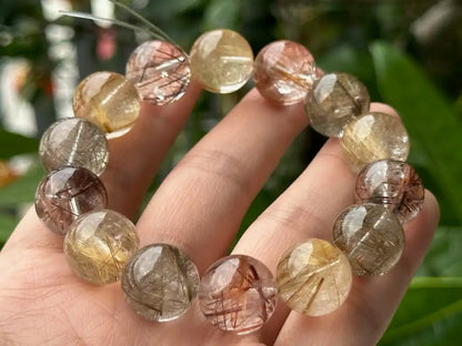 Brazil Mix Season Old Rutile Quartz Bracelet A Grade 100% Natural Crystal Gemstone - JING WEN CRYSTAL