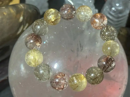 Brazil Mix Season Old Rutile Quartz Bracelet A Grade 100% Natural Crystal Gemstone - JING WEN CRYSTAL