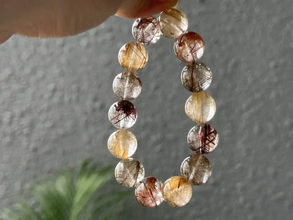 Brazil Mix Season Old Rutile Quartz Bracelet A Grade 100% Natural Crystal Gemstone - JING WEN CRYSTAL