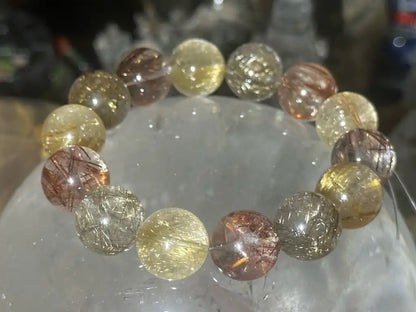 Brazil Mix Season Old Rutile Quartz Bracelet A Grade 100% Natural Crystal Gemstone - JING WEN CRYSTAL