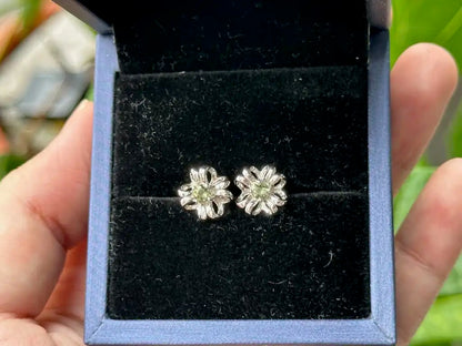 Czech Republic Moldavite Earring in Silver 925 Genuine A Grade 100% Natural Crystal Gemstone - JING WEN CRYSTAL