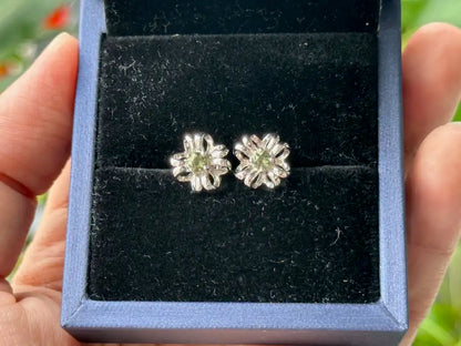 Czech Republic Moldavite Earring in Silver 925 Genuine A Grade 100% Natural Crystal Gemstone - JING WEN CRYSTAL