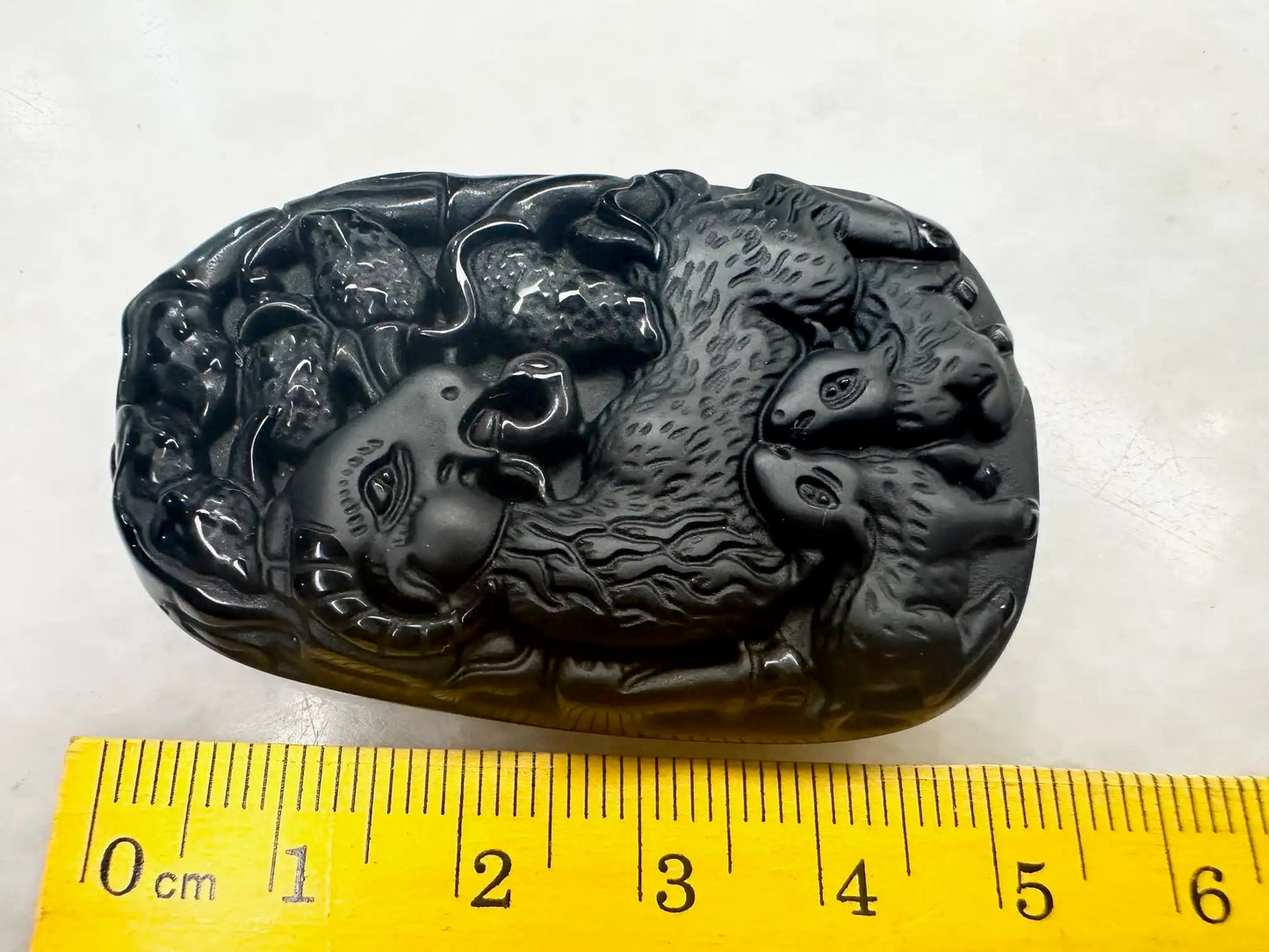 Japan Black Obsidian Sheep Carving Auspicious Necklace A Grade 100% Gemstone - JING WEN CRYSTAL