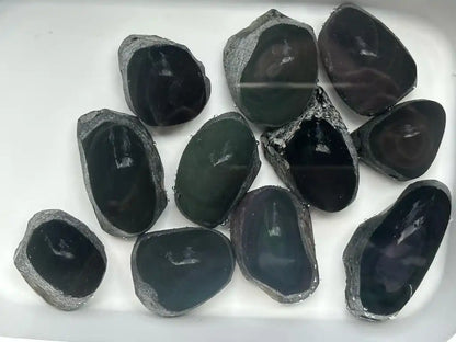 Brazil Rainbow Obsidian Raw Stone Semi Polish 4-5cm 100% Natural Crystal Gemstone - JING WEN CRYSTAL