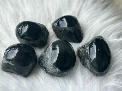 Brazil Rainbow Obsidian Raw Stone Semi Polish 4-5cm 100% Natural Crystal Gemstone - JING WEN CRYSTAL