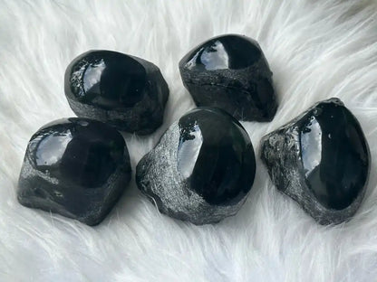 Brazil Rainbow Obsidian Raw Stone Semi Polish 4-5cm 100% Natural Crystal Gemstone - JING WEN CRYSTAL