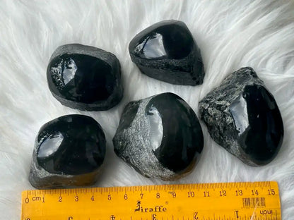 Brazil Rainbow Obsidian Raw Stone Semi Polish 4-5cm 100% Natural Crystal Gemstone - JING WEN CRYSTAL