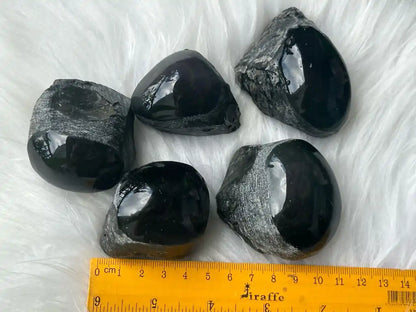 Brazil Rainbow Obsidian Raw Stone Semi Polish 4-5cm 100% Natural Crystal Gemstone - JING WEN CRYSTAL