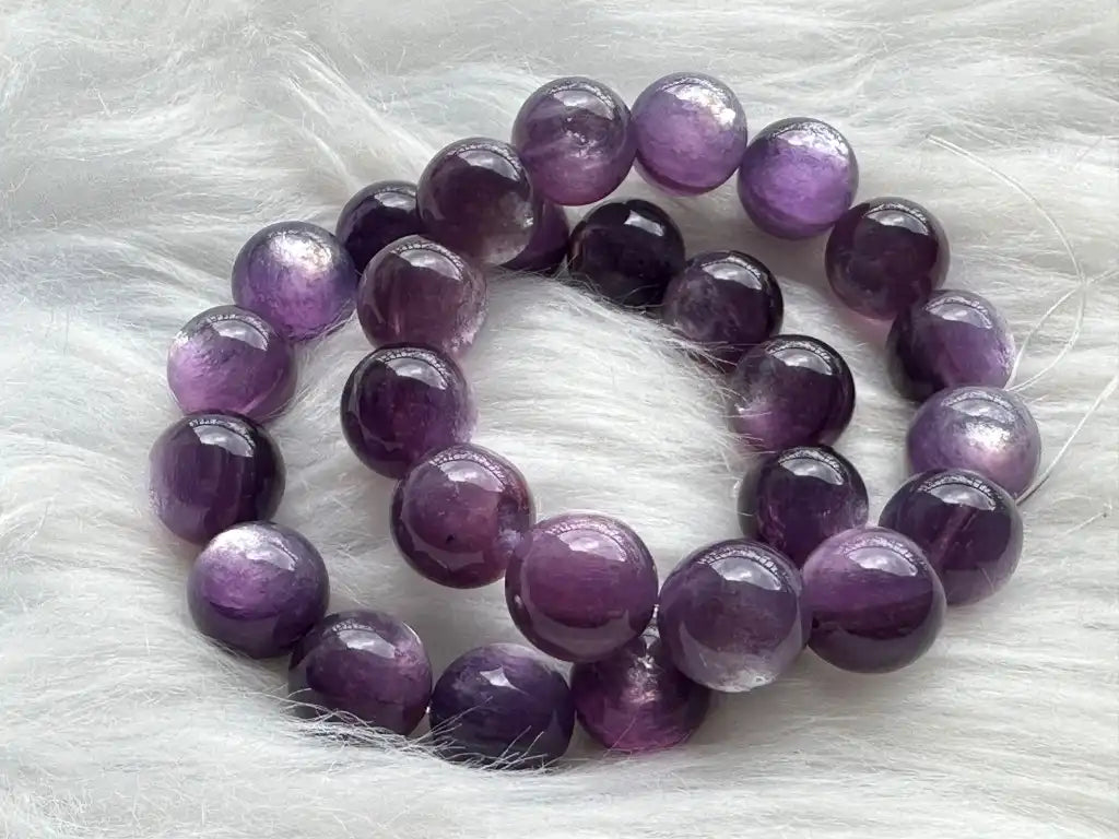 Madagascar Purple Mica Lepidolite Bracelet High A Grade 100% Natural Crystal Gemstone - JING WEN CRYSTAL