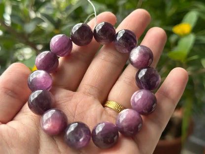 Madagascar Purple Mica Lepidolite Bracelet High A Grade 100% Natural Crystal Gemstone - JING WEN CRYSTAL