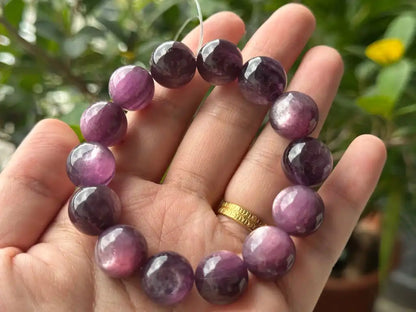 Madagascar Purple Mica Lepidolite Bracelet High A Grade 100% Natural Crystal Gemstone - JING WEN CRYSTAL