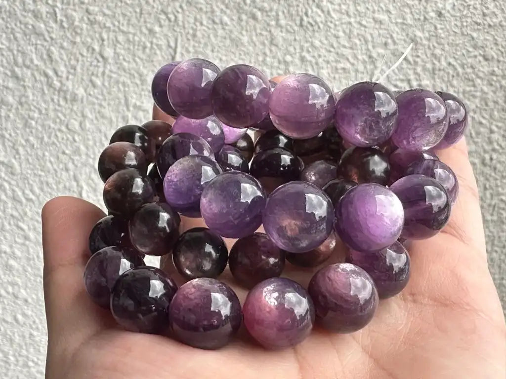 Madagascar Purple Mica Lepidolite Bracelet High A Grade 100% Natural Crystal Gemstone - JING WEN CRYSTAL