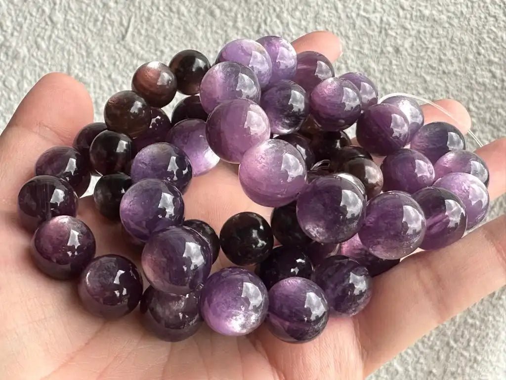 Selenite Amazonite Lepidolite Bracelet | Purple beaded bracelets, Bangle  bracelets with charms, Crystal beads bracelet