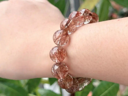 Brazil Old Mine Red Copper Rutile Quartz Bracelet A Grade 100% Natural Crystal Gemstone - JING WEN CRYSTAL