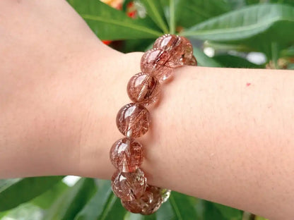 Brazil Old Mine Red Copper Rutile Quartz Bracelet A Grade 100% Natural Crystal Gemstone - JING WEN CRYSTAL