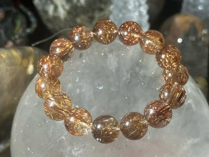 Brazil Old Mine Red Copper Rutile Quartz Bracelet A Grade 100% Natural Crystal Gemstone - JING WEN CRYSTAL