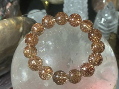 Brazil Old Mine Red Copper Rutile Quartz Bracelet A Grade 100% Natural Crystal Gemstone - JING WEN CRYSTAL