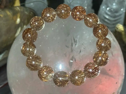 Brazil Old Mine Red Copper Rutile Quartz Bracelet A Grade 100% Natural Crystal Gemstone - JING WEN CRYSTAL