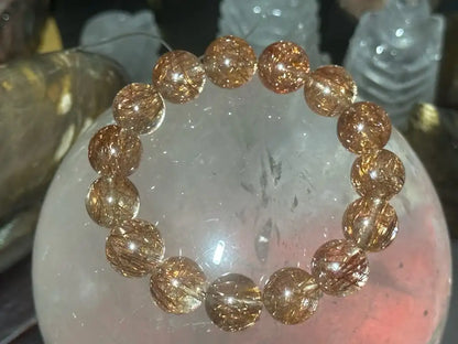 Brazil Old Mine Red Copper Rutile Quartz Bracelet A Grade 100% Natural Crystal Gemstone - JING WEN CRYSTAL