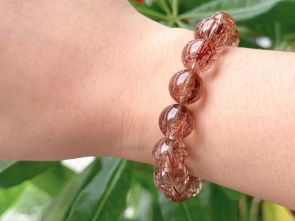 Brazil Old Mine Red Copper Rutile Quartz Bracelet A Grade 100% Natural Crystal Gemstone - JING WEN CRYSTAL