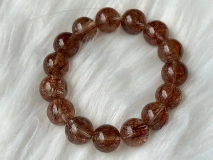 Brazil Old Mine Red Copper Rutile Quartz Bracelet A Grade 100% Natural Crystal Gemstone - JING WEN CRYSTAL