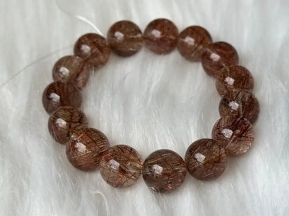 Brazil Old Mine Red Copper Rutile Quartz Bracelet A Grade 100% Natural Crystal Gemstone - JING WEN CRYSTAL