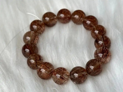 Brazil Old Mine Red Copper Rutile Quartz Bracelet A Grade 100% Natural Crystal Gemstone - JING WEN CRYSTAL