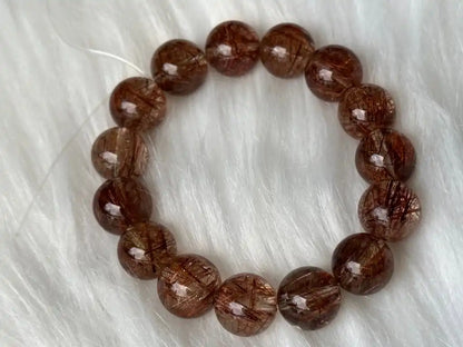 Brazil Old Mine Red Copper Rutile Quartz Bracelet A Grade 100% Natural Crystal Gemstone - JING WEN CRYSTAL