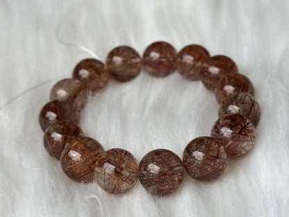 Brazil Old Mine Red Copper Rutile Quartz Bracelet A Grade 100% Natural Crystal Gemstone - JING WEN CRYSTAL