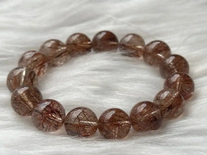 Brazil Old Mine Red Copper Rutile Quartz Bracelet A Grade 100% Natural Crystal Gemstone - JING WEN CRYSTAL