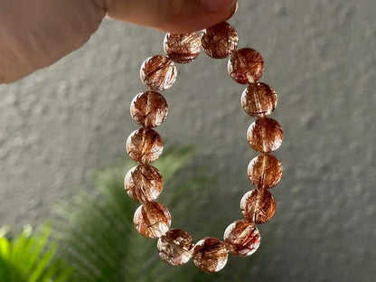 Brazil Old Mine Red Copper Rutile Quartz Bracelet A Grade 100% Natural Crystal Gemstone - JING WEN CRYSTAL