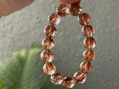 Brazil Old Mine Red Copper Rutile Quartz Bracelet A Grade 100% Natural Crystal Gemstone - JING WEN CRYSTAL