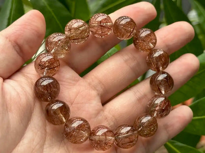 Brazil Old Mine Red Copper Rutile Quartz Bracelet A Grade 100% Natural Crystal Gemstone - JING WEN CRYSTAL