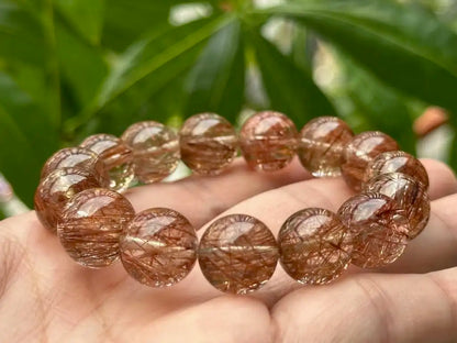 Brazil Old Mine Red Copper Rutile Quartz Bracelet A Grade 100% Natural Crystal Gemstone - JING WEN CRYSTAL