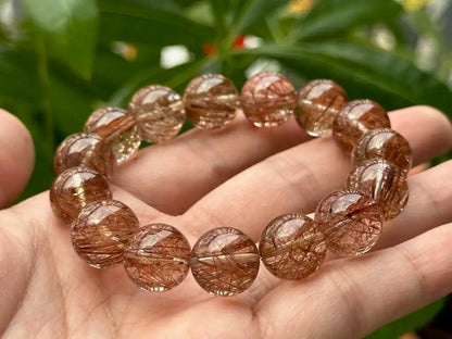 Brazil Old Mine Red Copper Rutile Quartz Bracelet A Grade 100% Natural Crystal Gemstone - JING WEN CRYSTAL