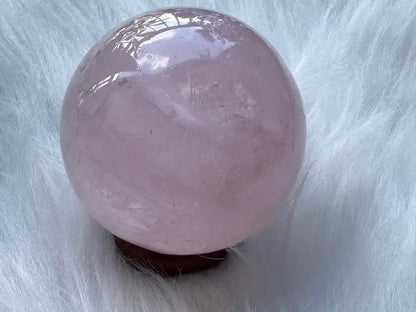 Madagascar Rose Quartz in Star Quartz Sphere Ball 100% Natural Crystal Gemstone - JING WEN CRYSTAL