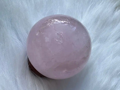 Madagascar Rose Quartz in Star Quartz Sphere Ball 100% Natural Crystal Gemstone - JING WEN CRYSTAL