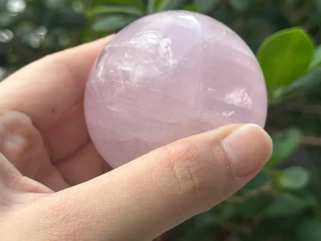 Madagascar Rose Quartz in Star Quartz Sphere Ball 100% Natural Crystal Gemstone - JING WEN CRYSTAL