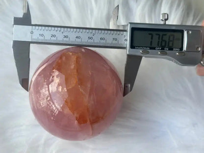 Madagascar Rose Quartz in Star Quartz Sphere Ball 100% Natural Crystal Gemstone - JING WEN CRYSTAL