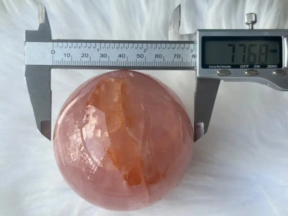 Madagascar Rose Quartz in Star Quartz Sphere Ball 100% Natural Crystal Gemstone - JING WEN CRYSTAL